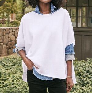 Frank & Eileen Olive Original Triple Fleece Capelet Raw hem O/SShirt